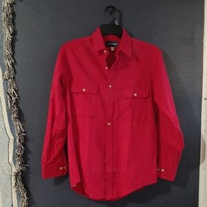 NWT Van Heusen Men's Bold Red Button Down Shirt Size Medium